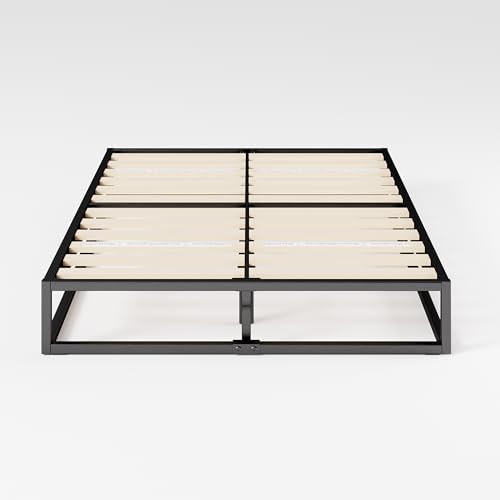 Zinus Joseph Bett 140x200 cm - Höhe 25 cm mit Unterbettstauraum - Metall-Plattformbettgestell mit Holzlattenrost - Schwarz