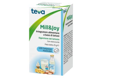 Teva Mill&Joy 100 Compresse Masticabili - Integratore Alimentare a Base di Lattasi per la Digestione del Lattosio