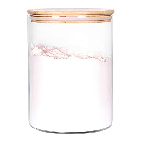 CZFWin Glass Flour Container with Airtight Bamboo Lid, Large Glass Food Jar with Wooden Lid for Storage Flour, Sugar, Cookies, Rice, Coffee Beans and etc (3L) Cover