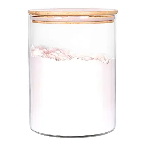 CZFWin Glass Flour Container with Airtight Bamboo Lid, Large Glass Food Jar with Wooden Lid for Storage Flour, Sugar, Cookies, Rice, Coffee Beans and etc (3L) Cover