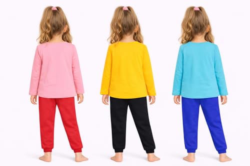 Image of TS LAVI TAVI Cotton Clothing Set for Girls Dress Full Sleeve T-shirt Top and Pyjama (Pack of 3)