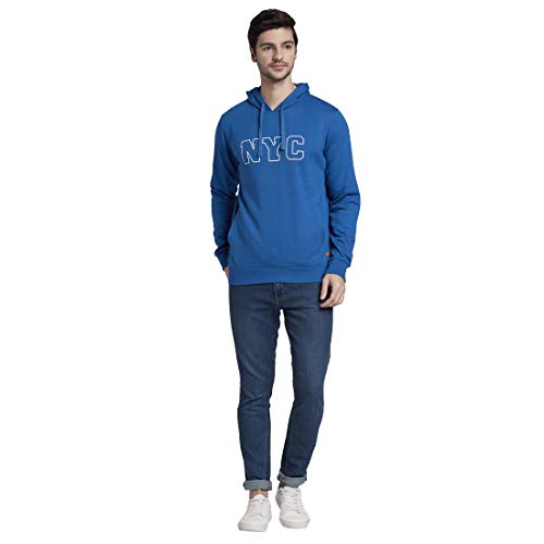 Image of Parx Solid Dark Blue Coloured Cotton Blend Sweatshirt (Size:-44)