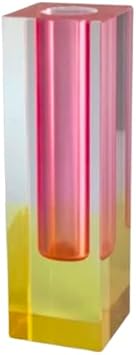 Rainbow Acrylic Bud Vases,Rainbow Stem Vase,Candlestick Taper Holder,Table Desk Vase Decoration Yellow