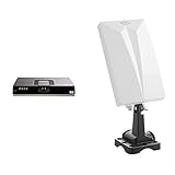 Xoro HRT 8720 HEVC DVB-T/T2 Receiver (HDMI, H.265, kartenloses Irdeto-Zugangssystem) Schwarz & HAN 600 DVB-T2 aktive Kombo Antenne mit eingebautem Verstärker weiß