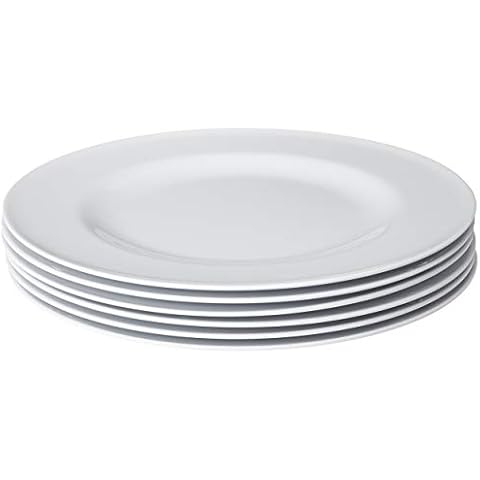Bayview Essentials- Shatter-Proof and Chip-Resistant Classic Melamine Dinner Plate- Set of 6-10.5 inches (White) Cover