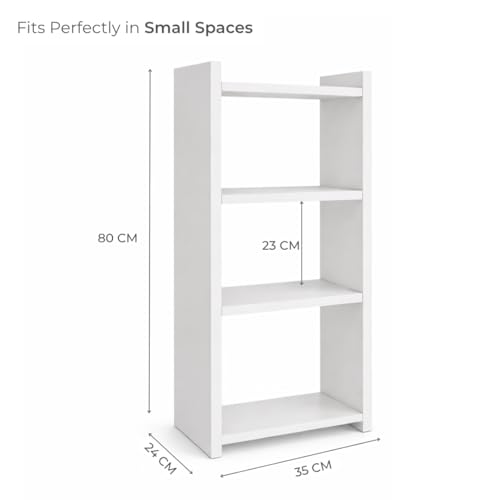 Image of ECOLINE Book Shelf for Home Library with Assembly | Laminated Engineered Wood Storage Rack for Living Room, Office, Kitchen, Bedroom (White, 3 Layer)