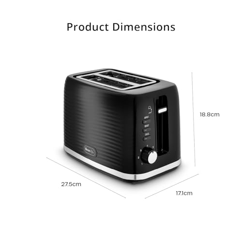 Swan ST19034BLK Wave 2-Slice Toaster, 7 Browning Levels, Defrost, Cancel & Reheat Functions, Removable Crumb Tray, Hidden Cord Storage, Non-Slip Feet, Black - Image 6