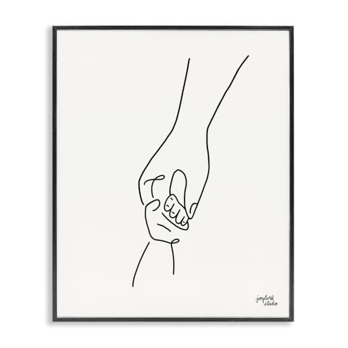 Stupell Industries Parent & Child Holding Hands Family Line Doodle, Design by Jess Baskin, Black Framed, 24 x 30