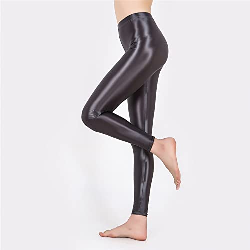 Image of cloudmall Women Sexy Semi Opaque Pantyhose Running Tights Yoga Leggings Oil Shiny Stocking