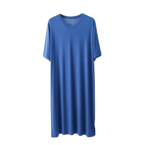 Men's Nightshirt Loose Short Sleeve V Neck Pajamas Comfy Big & Tall Soft Nightgown 2024 Cotton Spandex Sleep Shirt2