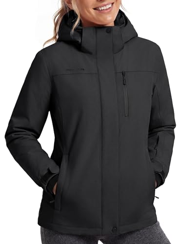 FREE SOLDIER Women's Waterproof Ski Snow Jacket Fleece Lined Warm Winter Rain Jacket with Hood Fully...