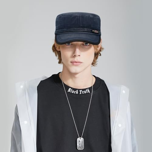 Image of Cadet Army Hat 2 Pieces Flat Top Cap Unisex Military Hat for Women Men