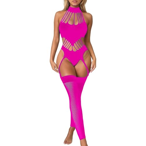 Generisch Lingerie chat pour femme avec bordure en dentelle, sexy et confortable à collier, rouge, taille unique