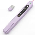 Presentation Clicker for PowerPoint, 2.4GHz Hyperlink Volume Slide Advancer 328FT USB Wireless Presenter Remote Pointer Plug & Play for Teacher Classroom Office Meeting Laptop Computer Mac (Purple)
