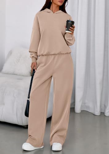Image of PRETTYGARDEN Womens Sweatsuits 2 Piece Set 2026 Casual Winter Long Sleeve Hoodie Loose Wide Leg Sweatpants Fall Tracksuit
