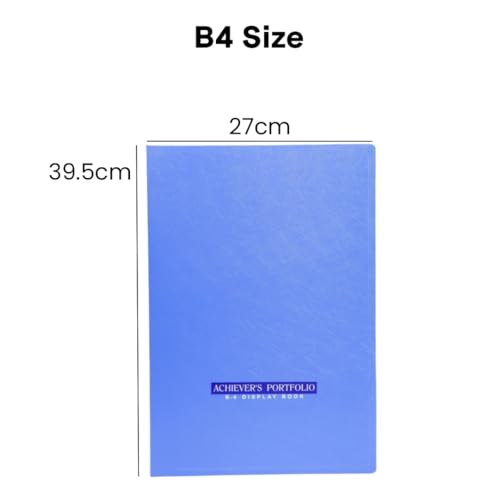 Image of Worldone B4 (Bigger Size) | Achiever Portfolio Display Book Folder for Documents | 1mm Virgin PP Material | 40 Bound Non-Refillable Top Loading Plastic Binder Sleeves for Office | Blue (Set of 1)