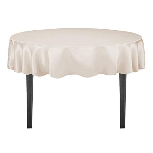 Nappe ronde beige en satin de 177,8 cm pour table de salle à manger