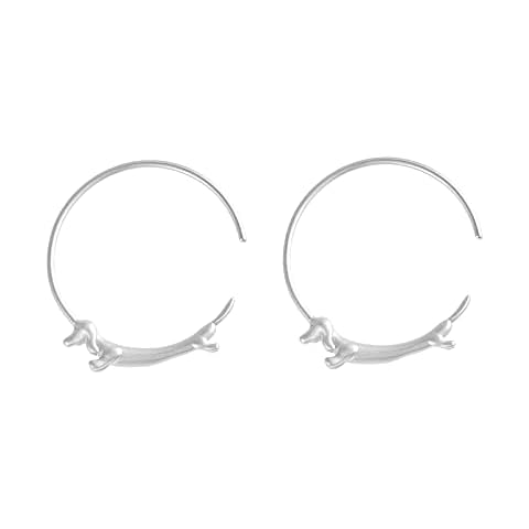 FUYIOCN Hoop Earrings 925 Silver Dachshund Earrings for Women Jewellery, Silver, Silver Cover