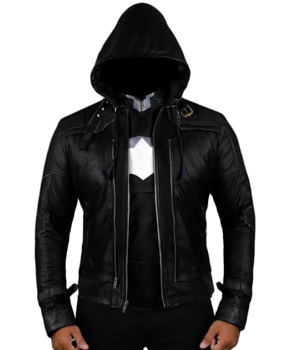 Replica Style Red Hood Mens Faux Leather Jacket Vest product thumbnail 17