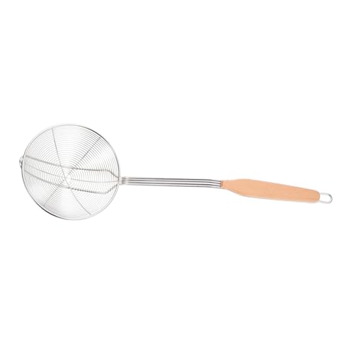 HOMOBABE 1 pieza Espumadera Inoxidable con Mango de Madera Cucharón de Cocina para Freír y Colar Herramienta Multifuncional para Escurrir Alimentos Duradera y