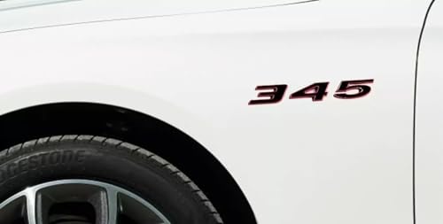 Image of Pair Set 345 Passenger & Driver Side Emblems 3D Badge Sticker Nameplates (Red Black)