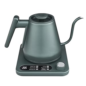 Gooseneck electric kettle custom temperature control1200 w fast boil 2h auto keep warm real time temp display precise pouring pour over coffee kettle tea kettle stainlee steelgreen  urban country home decor