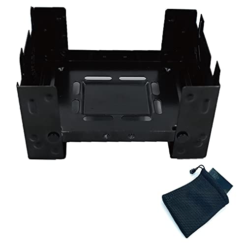 KM Global ポケットストーブ 黒 収納袋付き 便利 アウトドア ツーリング 登山 固形燃料 ストーブ キャンプ