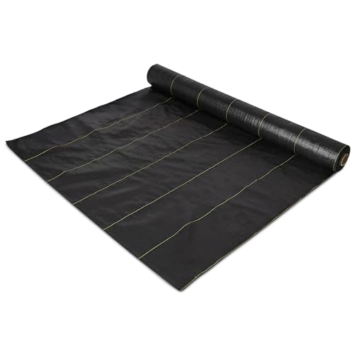 Dewitt Sunbelt Weed Barrier Fabric 3.2 oz 4 x 100 Feet Heavy-Duty Ground Cover Mat for Greenhouse Floors Garden Rows Raised Beds Yard Gardening and Outdoor Landscape Protection
