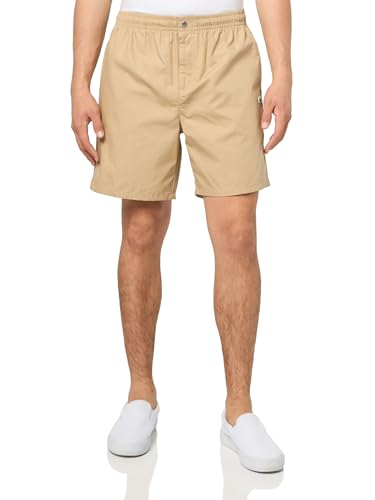Lacoste Men's Relaxed Fit Cotton Poplin Elasticated Shorts, Light Brown, Large