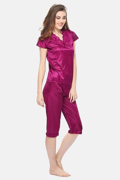 Image of Top & Capri Night Suit Set for Women