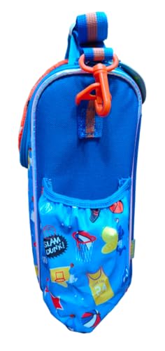 Image of Lunch Bag for Kids, Lunch Bag for Office Men, Women and Kids, Canvas Tiffin Bags for School, Picnic, Work, Carry Bag for Lunch Box and Water Bottle (Vertical Basketball)