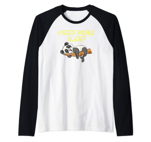 Need more Sleep Panda Bear Pijama Diseño para dormir Camiseta Manga Raglan