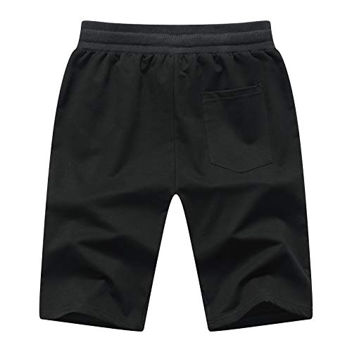 Tansozer Mens Shorts Elastic Waist Athletic Workout Shorts With Pockets Gym Sweat Jogger Shorts Sports Summer Casual Shorts With Drawstring Black L #TOP1