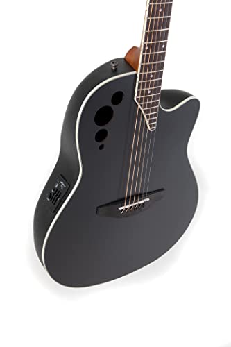 Applause Elite AE44-5S Guitare électro-acoustique, à profondeur de corps moyenne et pan coupé, satinée noire - Les Beatles, Paul McCartney, John Lennon, RIngo Starr, George Harrison Applause Elite AE44-5S Guitare électro-acoustique, à profondeur de corps moyenne et pan coupé, satinée noire – Image 5
