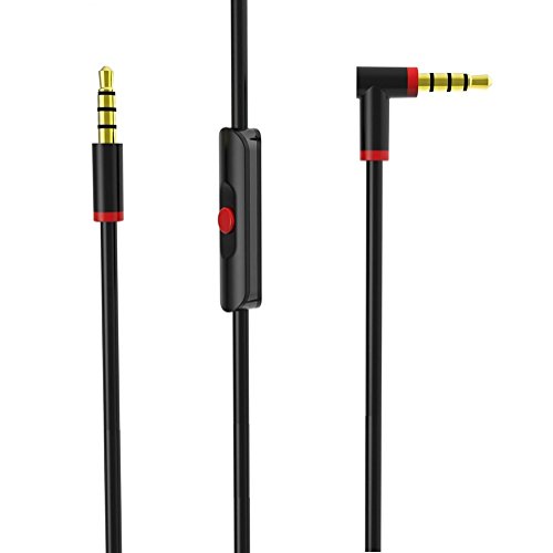 Monoy Replacement Beats Audio Cable + Inline Remote/Microphone for Beats by Dr. Dre Headphone Solo 2/3 HD/Studio/Pro/Detox/Wireless - Compatible for Samsung S8 LG V20 G6 iPhone 7 (Black)