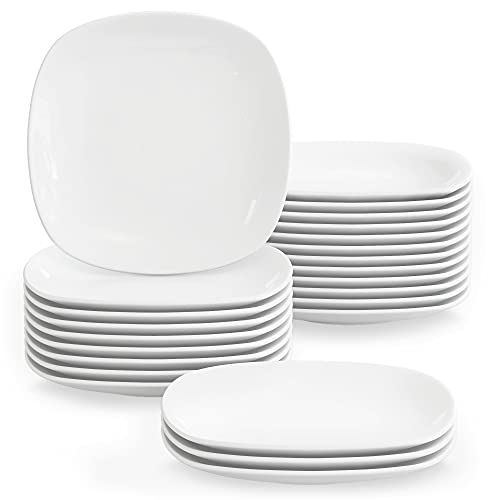 MALACASA, Série Elisa, 24pcs Assiettes à Dessert Porcelaine, Assiettes à Gâteau, Assiettes et Plats de Service pour 24 Personnes