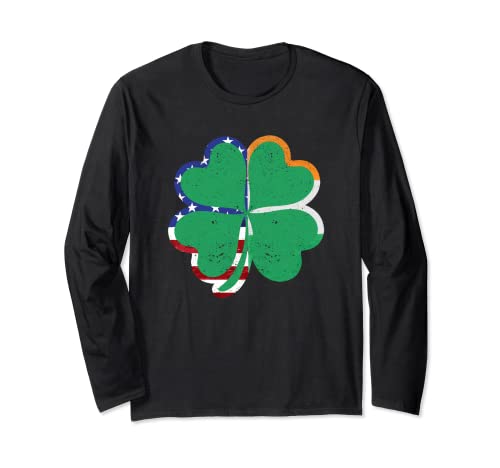 Bandiera irlandese americana Irlanda ST PATRICKS DAY Lucky Patriotic Maglia a Manica