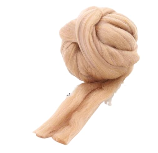 Lana merina de 2.2 libras para hilar, hilo grueso y suave para tejer cobija de brazo, núcleo de fieltro, relleno cardado, caqui
