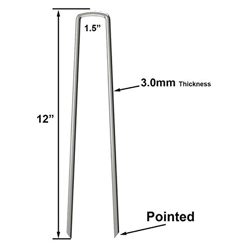 OK5STAR 200 Landscape Staples 12" Garden Staples Stakes, Galvanized Steel Landscape Fabric Staples Sod Ground Staple GardenStaple12-W200