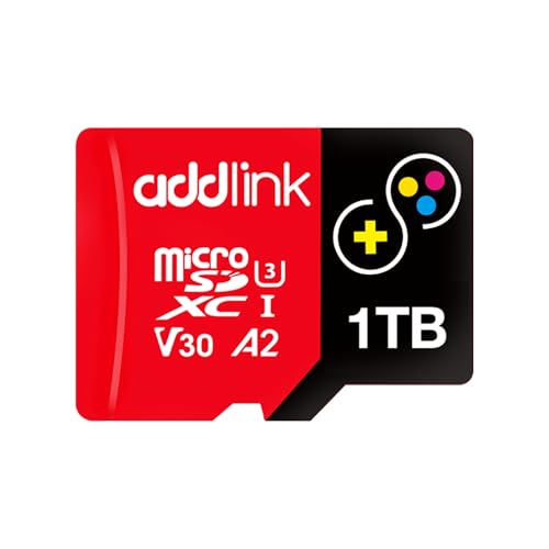 Addlink 1TB TurboPlay Gaming Micro SD Card for Nintendo-Switch 1, Steam Deck, ROG Ally, Gaming Devices UHS-I C10 U3 V30 A2 4K Video, Up to 100/80 MB/s MicroSDXCwith SD Adapter (ad1TBMSXT3A)
