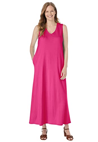 Woman Within Women's Plus Size Sleeveless Scoopneck Dress - 22/24, Raspberry Sorbet Pink #TOP26