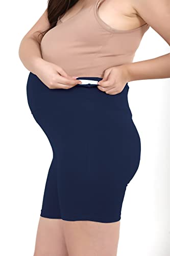 Image of Women's Cotton Maternity Shorts Over The Belly for Pregnant Women for Pre & Post Pregnancy