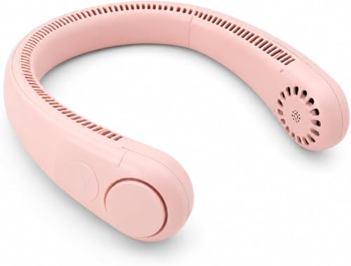 Ventilatore da Collo Portatile Rosa USB Ricaricabile, Neck Fan Senza Pale, Flusso 360°, Indossabile