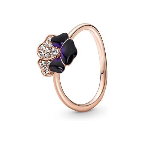 Pandora Pansy Rose Gold Ring with Enamel Cover