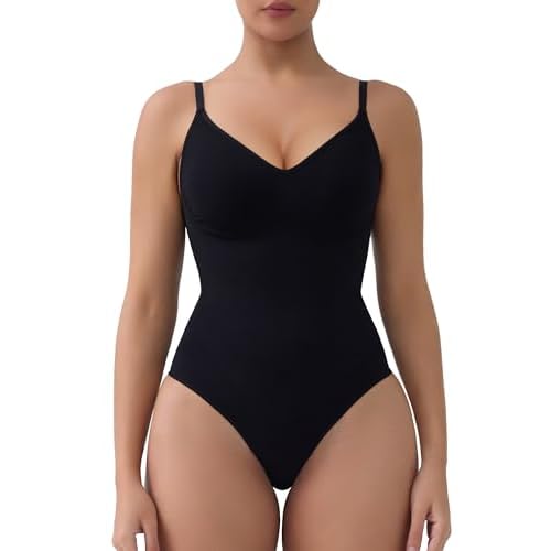 SHAPERX Women's Seamless Tummy Control Shapewear Bodysuit Thong Body Shaper for a Waist Defining