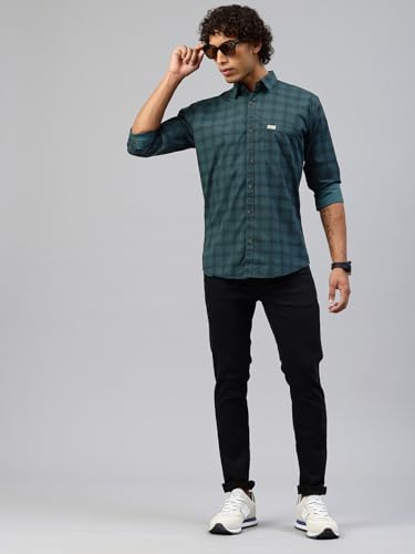 Image of Majestic Man Men Comfort Slim Fit Pure Cotton Tartan Checked Casual Shirt