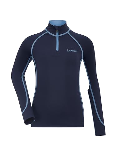 LeMieux Mini Classique Base Layer - Kids Horse Riding Long Sleeve Top - Children's Equestrian Apparel - Navy - 7-8 Years