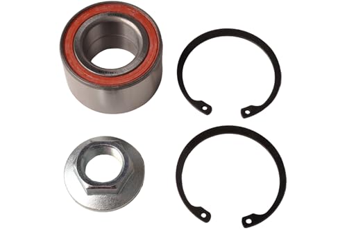 Preisvergleich Produktbild Anhänger Lager Radlager Kompaktlager 34 / 64 x 37mm mit Flanschmutter und Sicherungsring Set, Silber