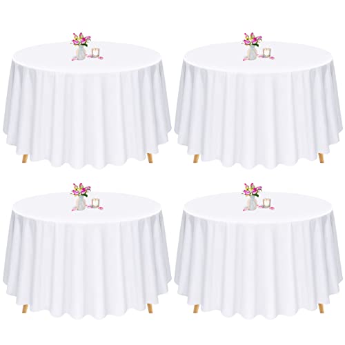 Pesonlook Lot de 4 nappes Rondes, Nappe Ronde Blanche, Nappe Ronde de 120 pouces/304CM, Linge de...