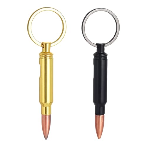 2 Stück Jäger Geschenke, Schlüsselanhänger Patrone mit Flaschenöffner Bieröffner, Tragbare Bieröffner aus Metall, Jäger Geschenke für Männer, Bullet Bottle Opener Größe 12 mm